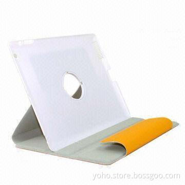 360-degree Rotation Leather Cover for New iPad, Made of PU Leather, Suede and PC